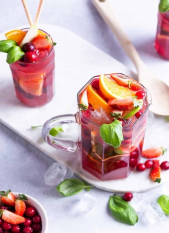 Glasses of Cranberry Basil Sangria