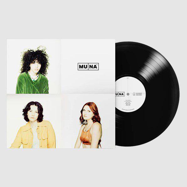 MUNA's self titled album with a black vinyl disk.