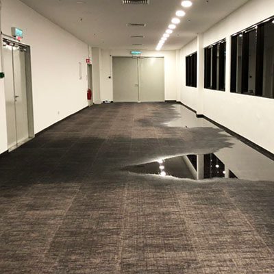 Water damaged hallway