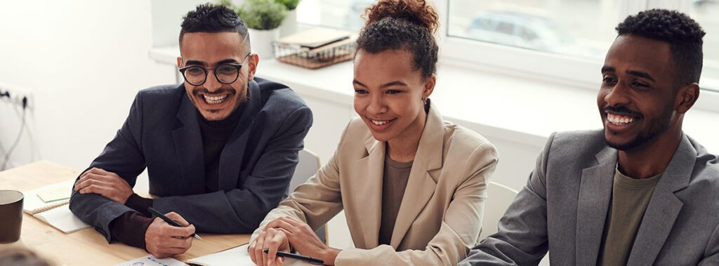 Meet the team sitting at an office in a credit union.